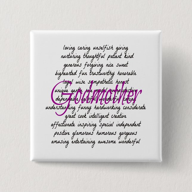 Words for Godmother 2 Inch Square Button (Front)