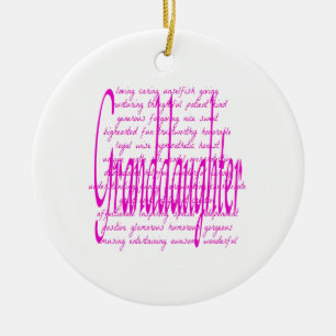 Words for Granddaughter in Pink Ceramic Ornament