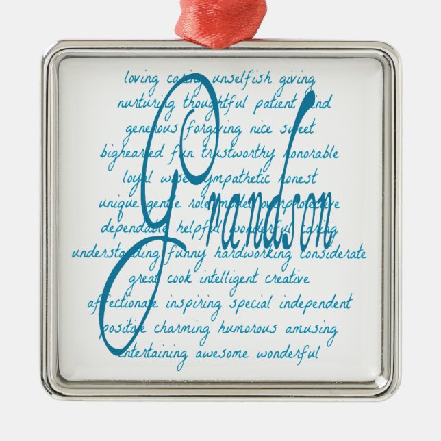 Words for Grandson Metal Ornament (Front)
