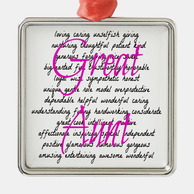 Words for Great Aunt Metal Ornament (Front)