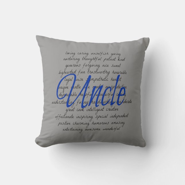 Words for Uncle Throw Pillow (Front)