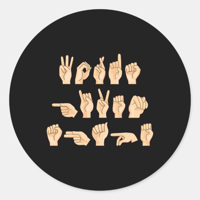 Words Given Shape American Sign Language 1  Classic Round Sticker (Front)
