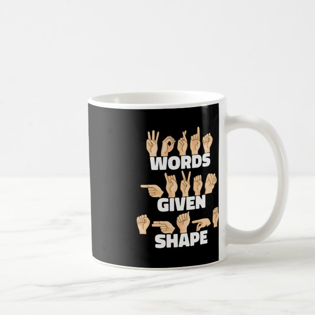 Words given shape ASL American Sign Language  Coffee Mug (Right)