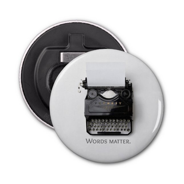 Words Matter Typewriter Bottle Opener (Front)