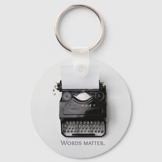 Words Matter Typewriter Keychain (Front)