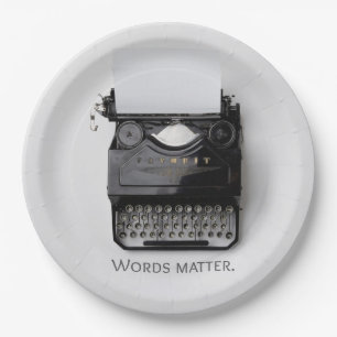 Words Matter Typewriter Paper Plate