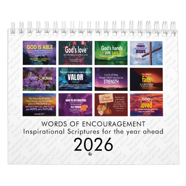 WORDS OF ENCOURAGEMENT Bible Verses Custom 2026 Calendar (Cover)