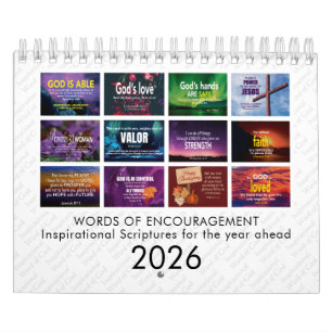 WORDS OF ENCOURAGEMENT Bible Verses Custom 2026 Calendar