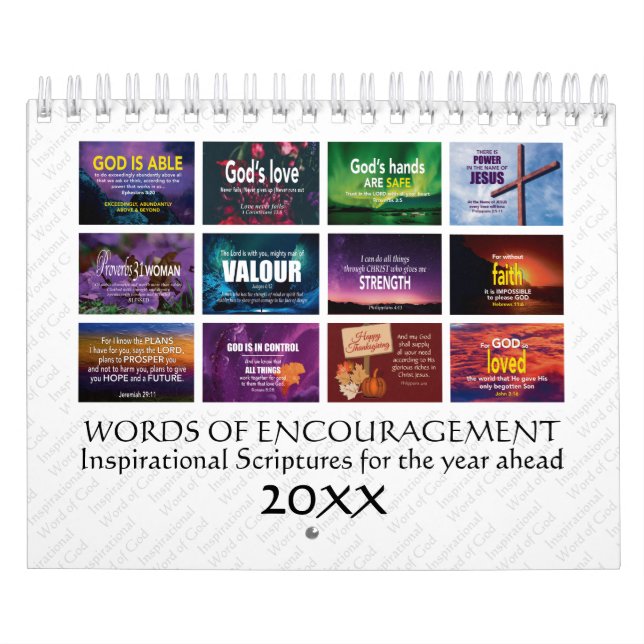 WORDS OF ENCOURAGEMENT Bible Verses Custom Year Calendar (Cover)