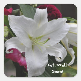 Words of Encouragement by Janz White Lily Square Sticker