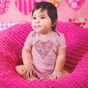 Words of Heart and Roses Heart Shaped Bodysuit