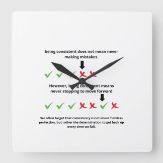 words of motivation square wall clock