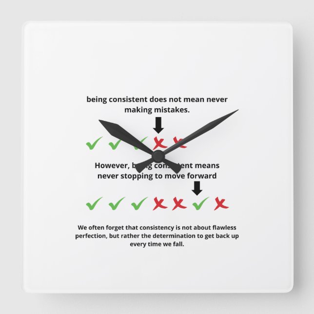 words of motivation square wall clock (Front)