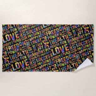 Words Of The Spirit Way / Positive Thinking 1 Beach Towel