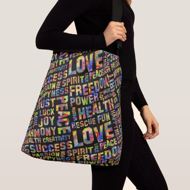 Words Of The Spirit Way / Positive Thinking 1 Crossbody Bag (Close Up)