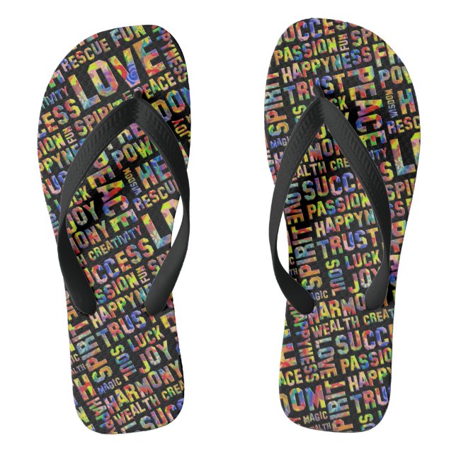 Words Of The Spirit Way / Positive Thinking 1 Flip Flops (Footbed)
