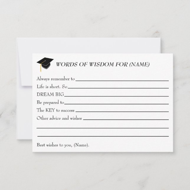 Words of Wisdom for the Graduate - Party card (Front)