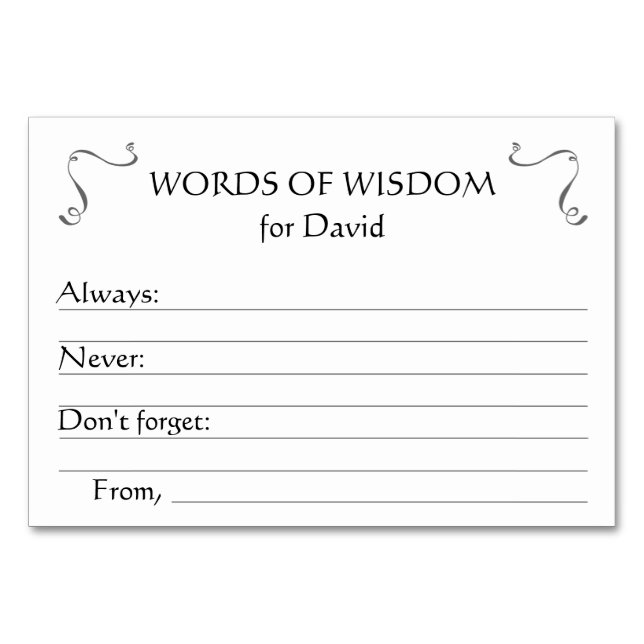 Words of Wisdom Graduation Notice Cartes (Devant)