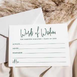 Words of Wisdom Green Graduation Advice Cards