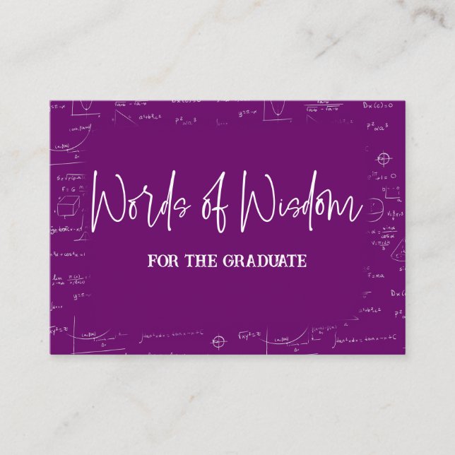Words of Wisdom Purple Math Graduation Advise Enclosure Card (Front)