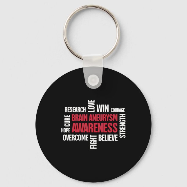 Words Present  Brain Aneurysm Awareness  Keychain (Front)