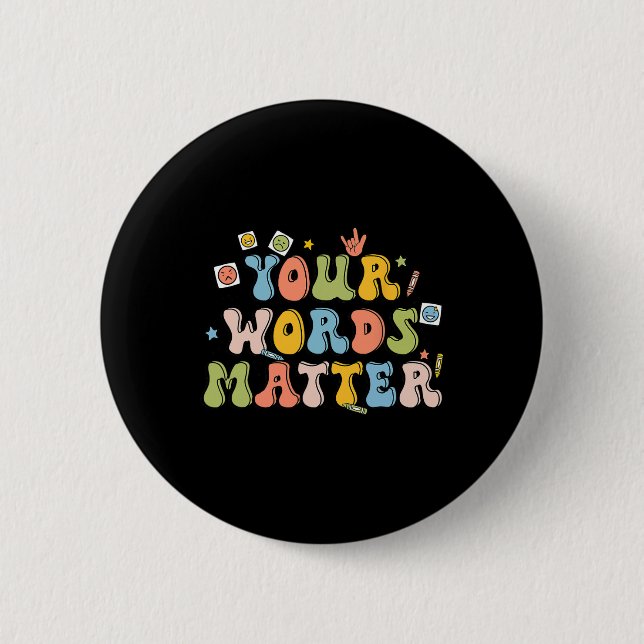 Words Problem Retro Pathologist Mental Health Awar 2 Inch Round Button (Front)