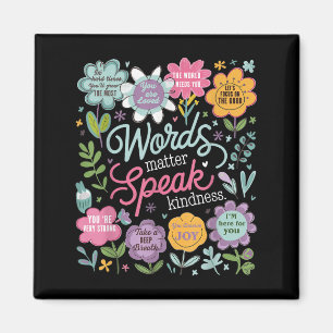 Words Speak Kindness Insrational Floral Sitive  Magnet