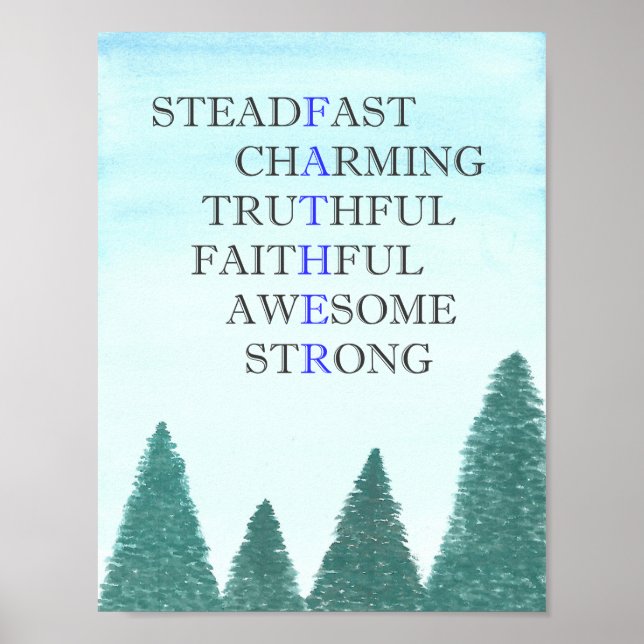 Words to describe father poster (Front)