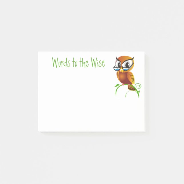Words to the Wise Owl Cartoon Post-it Notes (Front)