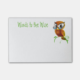 Words to the Wise Owl Cartoon Post-it Notes