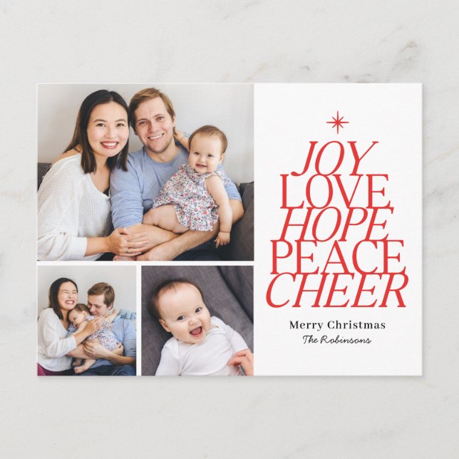 Words Tree EDITABLE COLOR Holiday Postcard (Front)