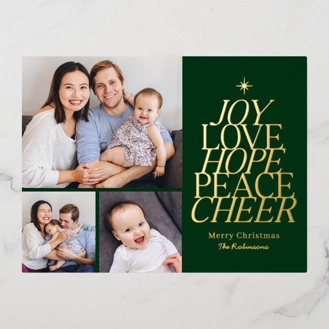 Words Tree Foil Holiday Postcard EDITABLE COLOR (Front)