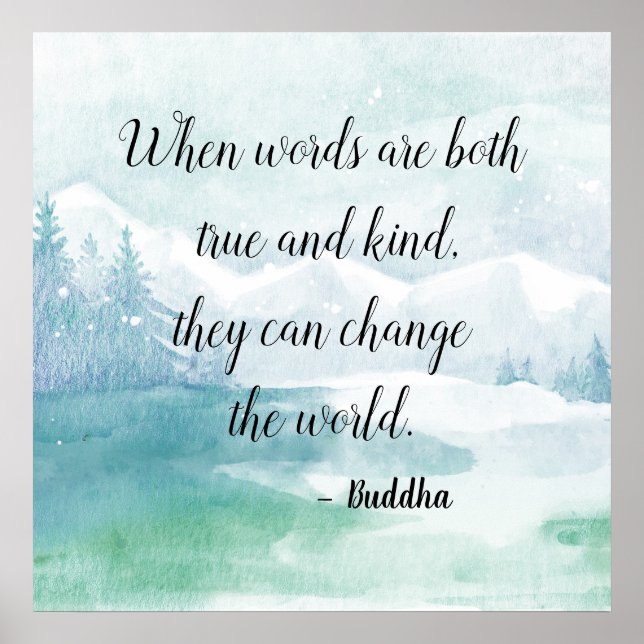 Words True and Kind Buddha Quote Poster (Front)