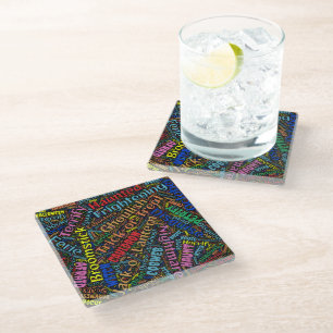 Wordy Halloween Glass Coaster
