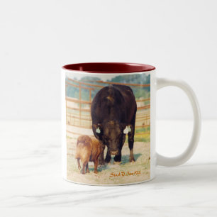 Work A Stockdog Australian Shepherd with Bull Two-Tone Coffee Mug