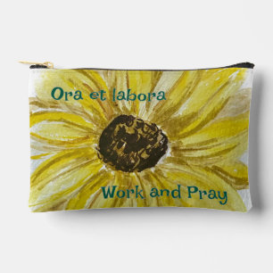 Work and Pray Sunflower Print Cut Zipper Bag