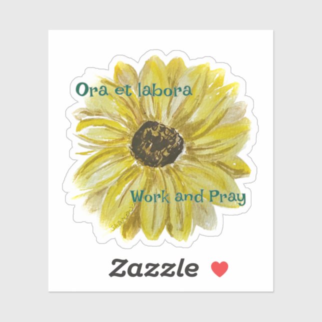 Work and Pray Sunflower Vinyl Sticker (Sheet)