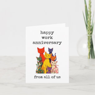 Work Anniversary, Cat Themed, From All of Us Card