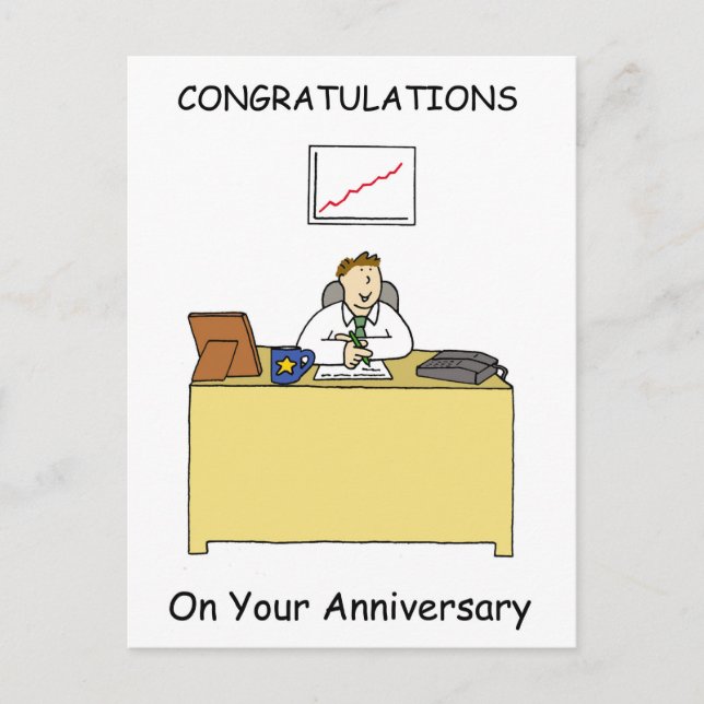 Work Anniversary Congratulations for Male Postcard (Front)