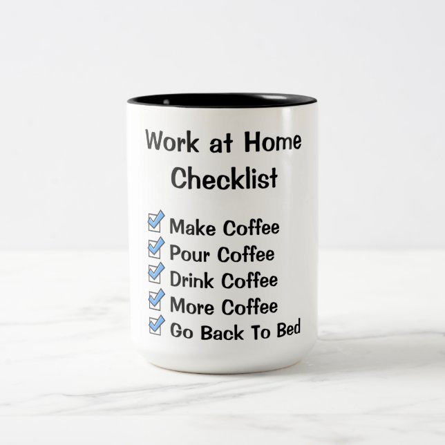 Work at Home Checklist Two-Tone Coffee Mug (Center)