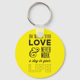 Work, Attitude, Success, Goals Motivational Yellow Keychain