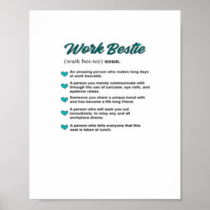 Work Bestie Definition Teal Classic Poster