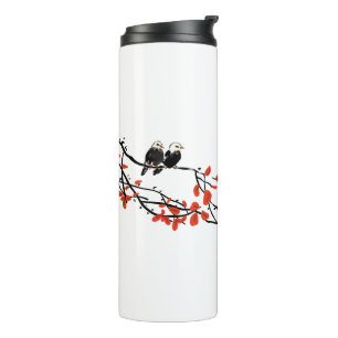 Work Besties Gift Two Birds on Tree Branch  Thermal Tumbler