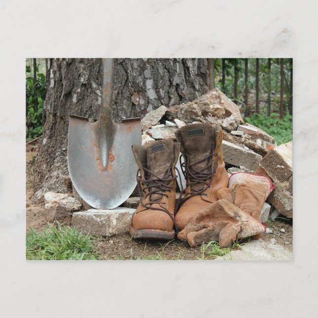 Work Boots and Shovel Postcard (Front)