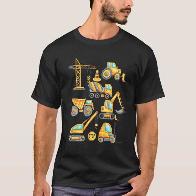 Work Car, Funny , Illustration, Construction Vehic T-Shirt (Front)