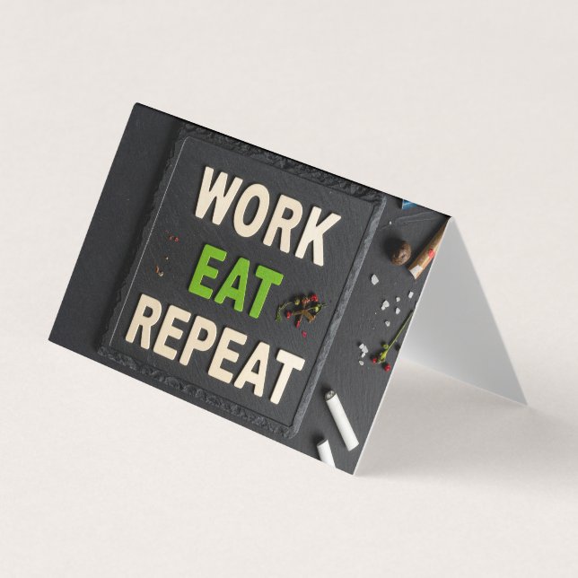 Work eat repeat business card (Front)