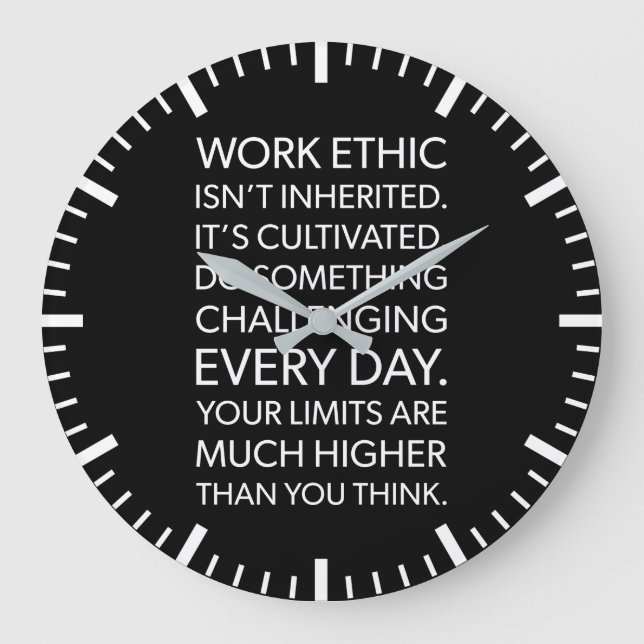 Work Ethic, Work Hard - Motivational Gym Large Clock (Front)