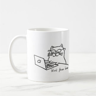 Work from home cat mug