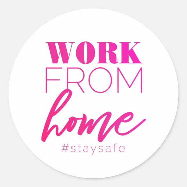 Work from Home Classic Round Sticker (Front)