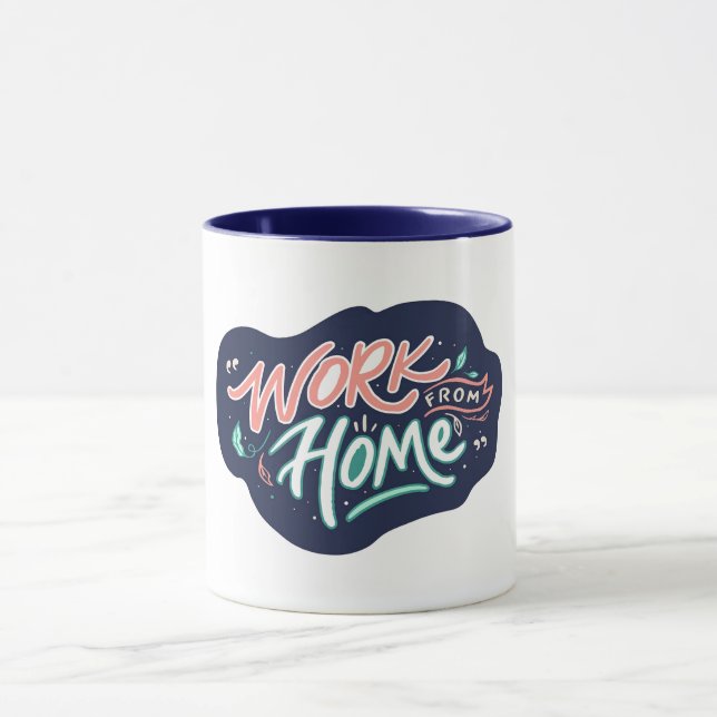 Work from home dark blue mug (Center)